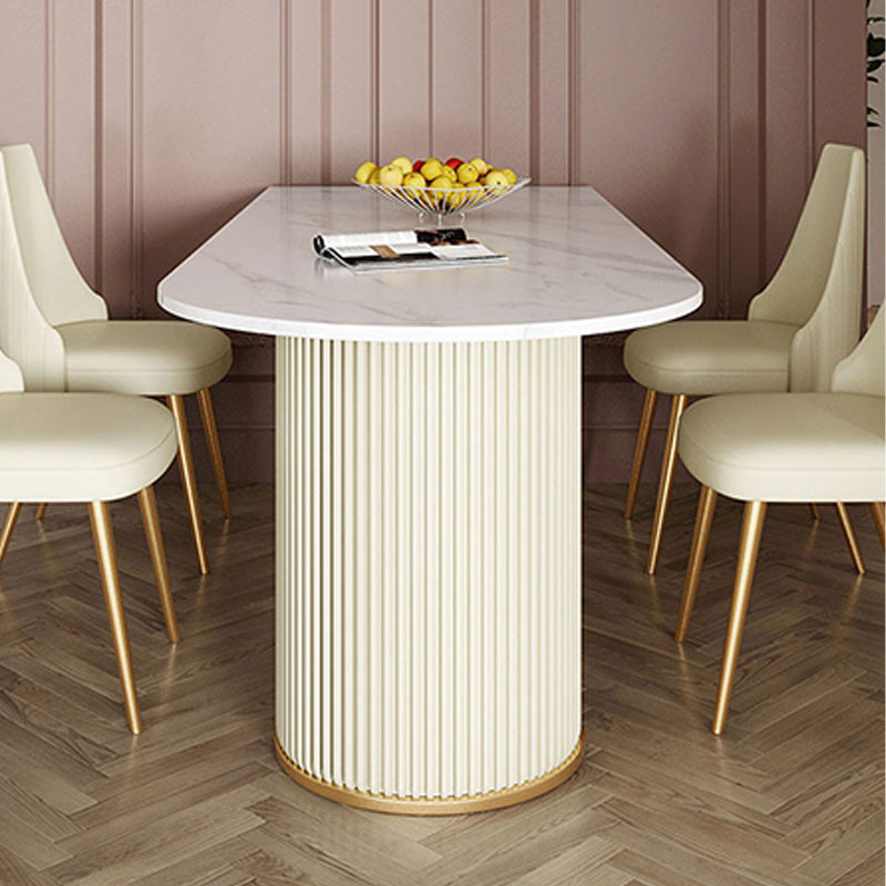 Modern Sintered Stone Dining Table Double Pedestal Table for Dining Room Clearhalo 'Dining Tables & Seating' 'Dining Tables' 'dining_table' 'furn' 'furn_dining_table' 'Furniture' 'Kitchen & Dining Furniture' 6303859