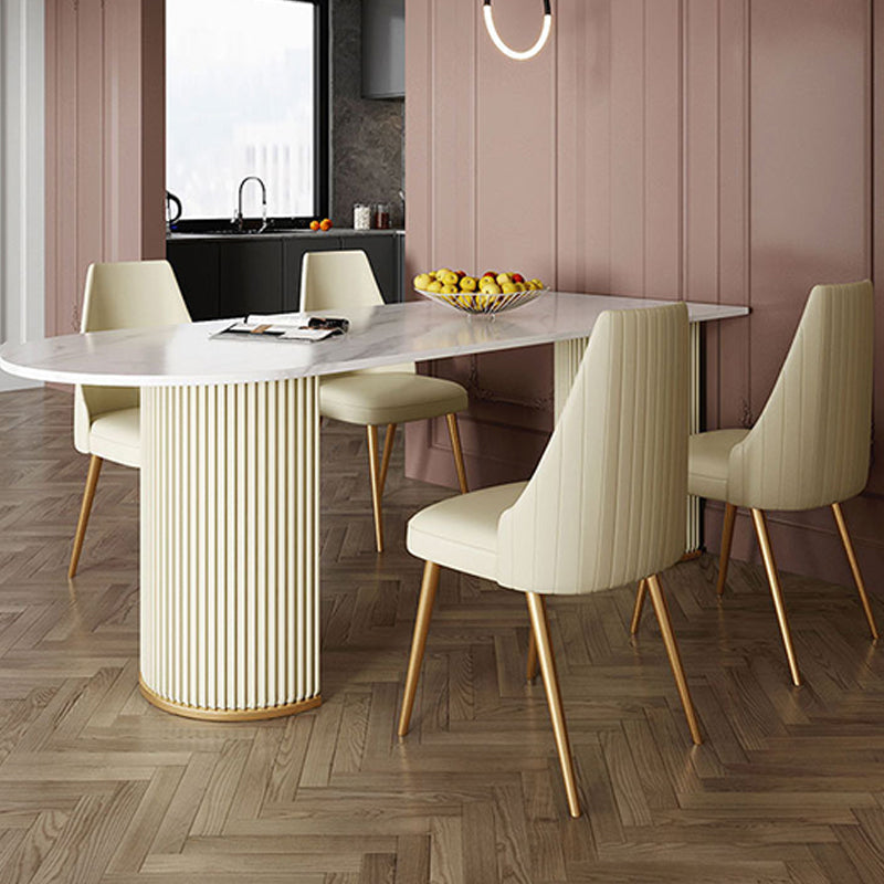 Modern Sintered Stone Dining Table Double Pedestal Table for Dining Room Clearhalo 'Dining Tables & Seating' 'Dining Tables' 'dining_table' 'furn' 'furn_dining_table' 'Furniture' 'Kitchen & Dining Furniture' 6303862