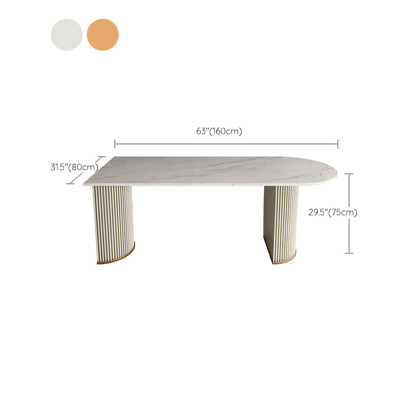 Modern Sintered Stone Dining Table Double Pedestal Table for Dining Room Clearhalo 'Dining Tables & Seating' 'Dining Tables' 'dining_table' 'furn' 'furn_dining_table' 'Furniture' 'Kitchen & Dining Furniture' 6303865
