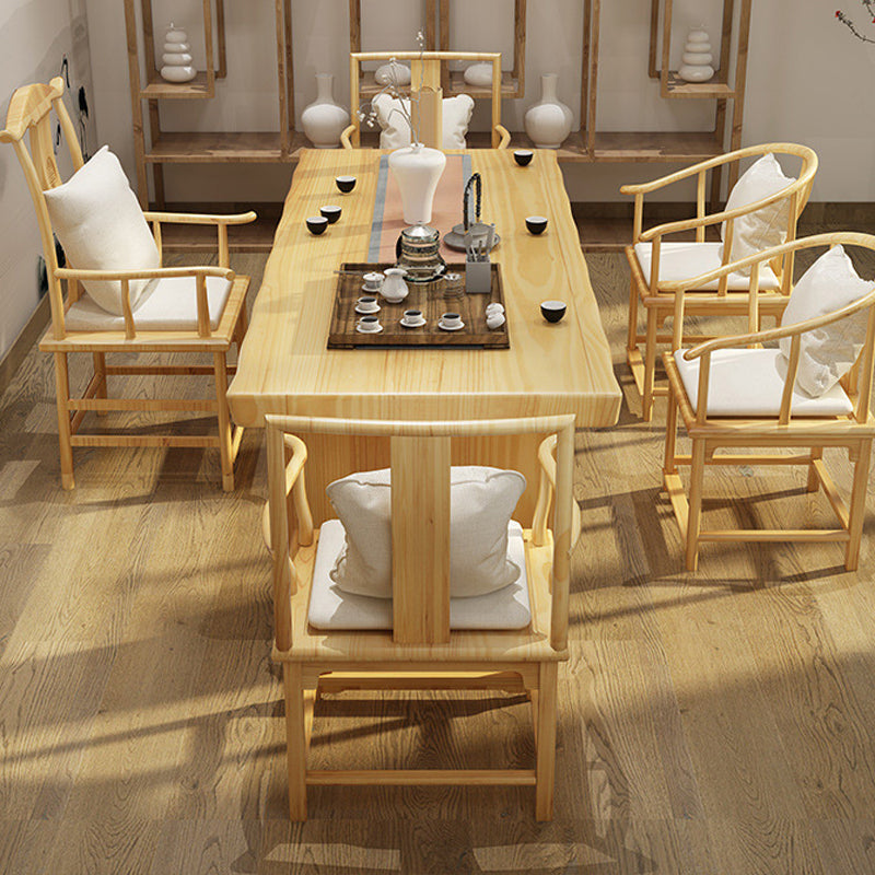 Glam Wooden Dining Table Rectangle Table with Wood Legs for Kitchen 78.7"L x 31.5"W x 29.5"H Without Chairs Clearhalo 'Dining Tables & Seating' 'Dining Tables' 'dining_table' 'furn' 'furn_dining_table' 'Furniture' 'Kitchen & Dining Furniture' 6303869
