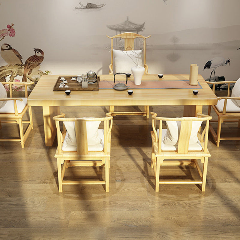 Glam Wooden Dining Table Rectangle Table with Wood Legs for Kitchen 55.1"L x 27.6"W x 29.5"H Without Chairs Clearhalo 'Dining Tables & Seating' 'Dining Tables' 'dining_table' 'furn' 'furn_dining_table' 'Furniture' 'Kitchen & Dining Furniture' 6303870