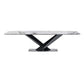 Mesa de comedor industrial de piedra sinterizada, mesa rectangular con patas de metal para cocina