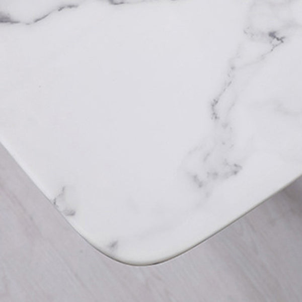 Mesa de comedor industrial de piedra sinterizada, mesa rectangular con patas de metal para cocina