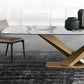 Mesa de comedor industrial de piedra sinterizada, mesa rectangular con patas de metal para cocina