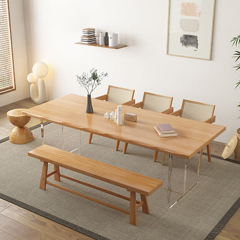 Rectangle Double Pedestal Dining Table Modern Wood Table for Living Room 70.9"L x 31.5"W x 29.5"H Without Chairs Clearhalo 'Dining Tables & Seating' 'Dining Tables' 'dining_table' 'furn' 'furn_dining_table' 'Furniture' 'Kitchen & Dining Furniture' 6303969