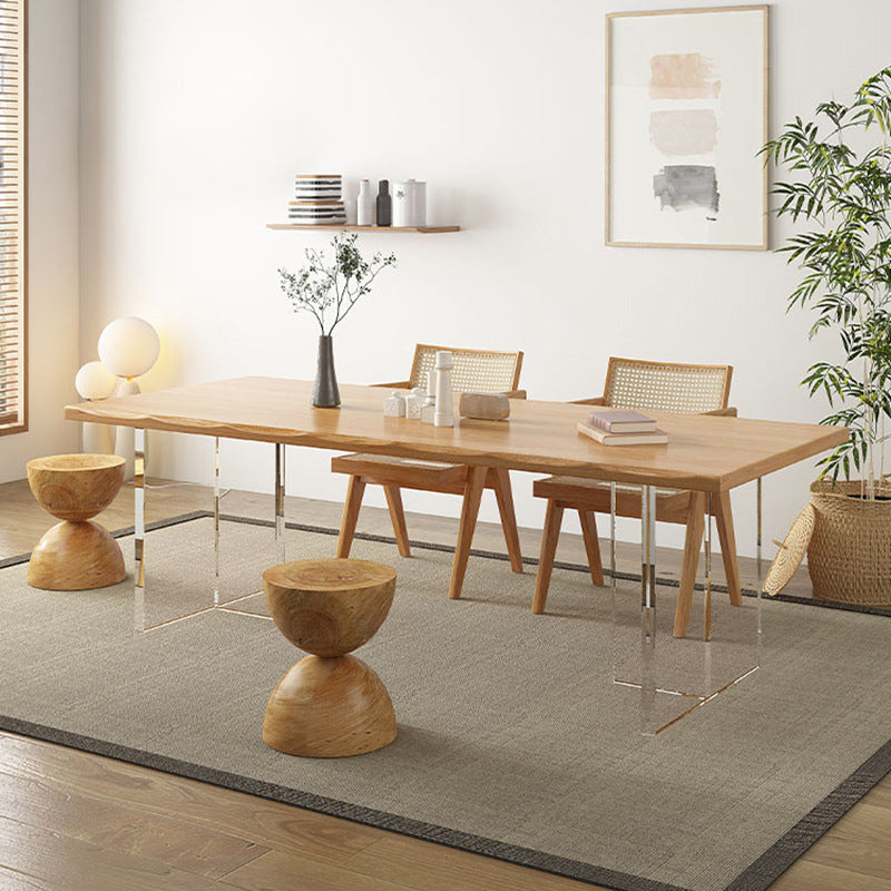Rectangle Double Pedestal Dining Table Modern Wood Table for Living Room 78.7"L x 31.5"W x 29.5"H Without Chairs Clearhalo 'Dining Tables & Seating' 'Dining Tables' 'dining_table' 'furn' 'furn_dining_table' 'Furniture' 'Kitchen & Dining Furniture' 6303970