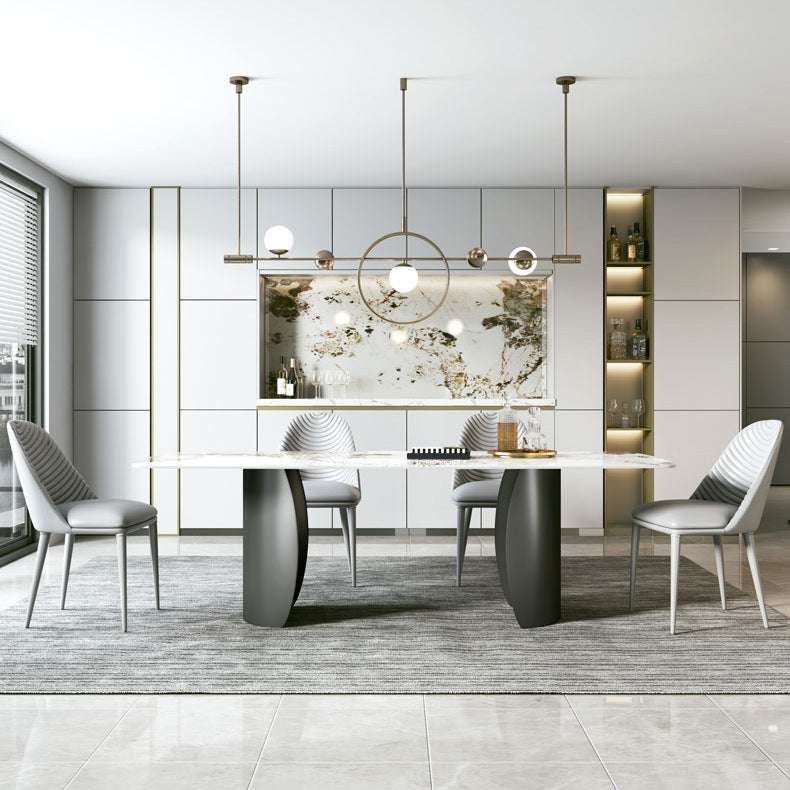 Modern Sintered Stone Table Dining Rectangle Table with Metal Legs for Home Use Black Without Chairs Clearhalo 'Dining Tables & Seating' 'Dining Tables' 'dining_table' 'furn' 'furn_dining_table' 'Furniture' 'Kitchen & Dining Furniture' 6303984