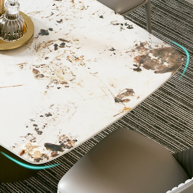 Modern Sintered Stone Table Dining Rectangle Table with Metal Legs for Home Use Clearhalo 'Dining Tables & Seating' 'Dining Tables' 'dining_table' 'furn' 'furn_dining_table' 'Furniture' 'Kitchen & Dining Furniture' 6303986