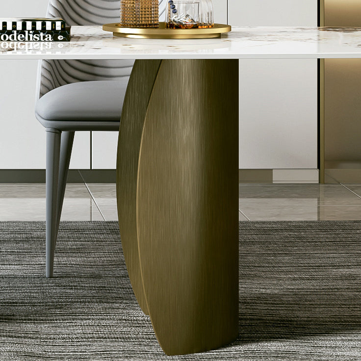 Modern Sintered Stone Table Dining Rectangle Table with Metal Legs for Home Use Clearhalo 'Dining Tables & Seating' 'Dining Tables' 'dining_table' 'furn' 'furn_dining_table' 'Furniture' 'Kitchen & Dining Furniture' 6303987