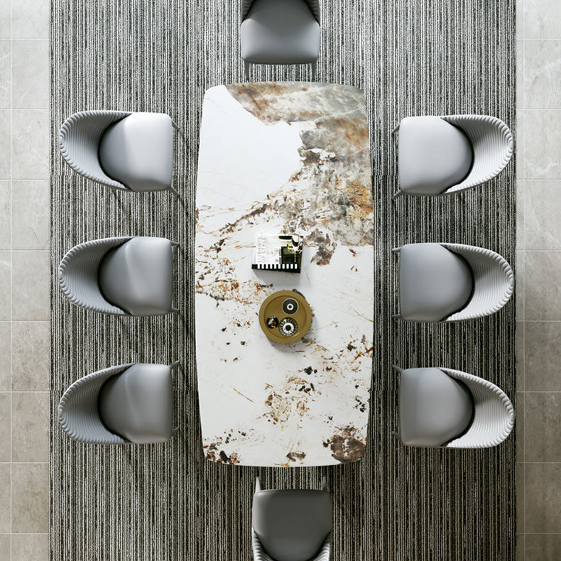 Modern Sintered Stone Table Dining Rectangle Table with Metal Legs for Home Use Clearhalo 'Dining Tables & Seating' 'Dining Tables' 'dining_table' 'furn' 'furn_dining_table' 'Furniture' 'Kitchen & Dining Furniture' 6303992