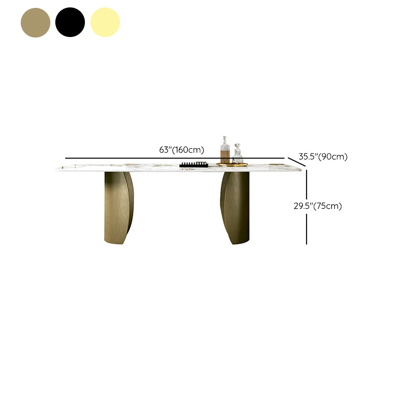 Modern Sintered Stone Table Dining Rectangle Table with Metal Legs for Home Use Clearhalo 'Dining Tables & Seating' 'Dining Tables' 'dining_table' 'furn' 'furn_dining_table' 'Furniture' 'Kitchen & Dining Furniture' 6303994