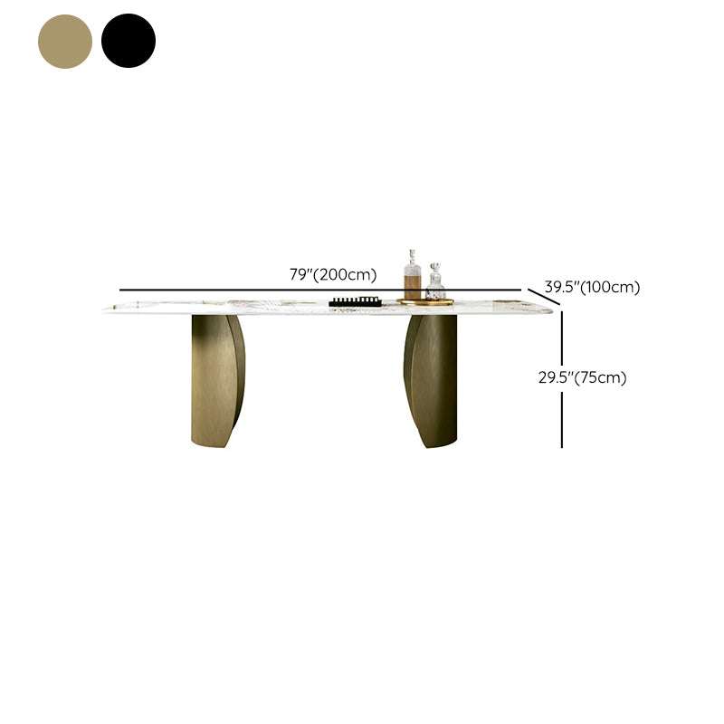 Modern Sintered Stone Table Dining Rectangle Table with Metal Legs for Home Use Clearhalo 'Dining Tables & Seating' 'Dining Tables' 'dining_table' 'furn' 'furn_dining_table' 'Furniture' 'Kitchen & Dining Furniture' 6303996