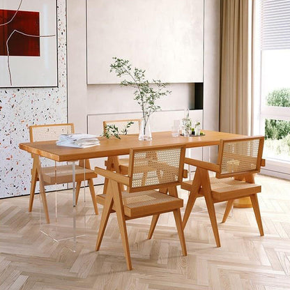 Rechteckiger Esstisch mit Acrylbasis, moderner Tisch aus Kiefernholz für die Küche