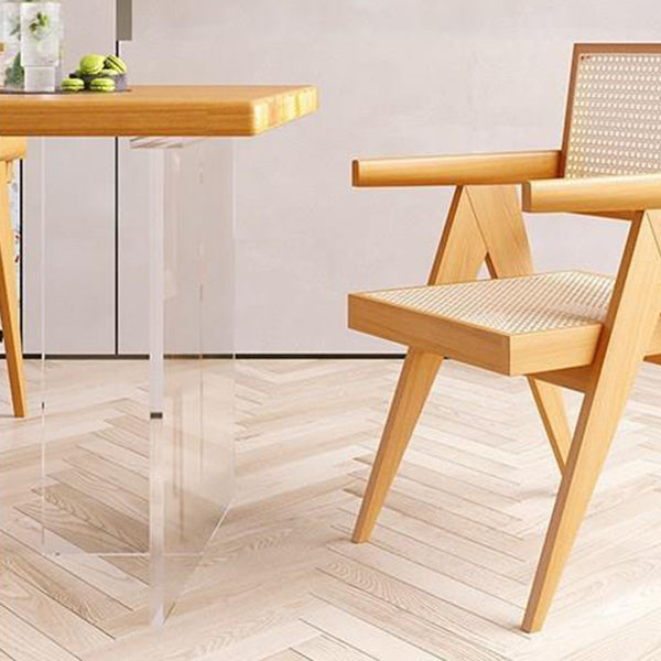 Rechteckiger Esstisch mit Acrylbasis, moderner Tisch aus Kiefernholz für die Küche