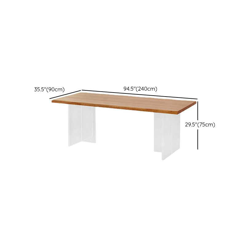 Rechteckiger Esstisch mit Acrylbasis, moderner Tisch aus Kiefernholz für die Küche