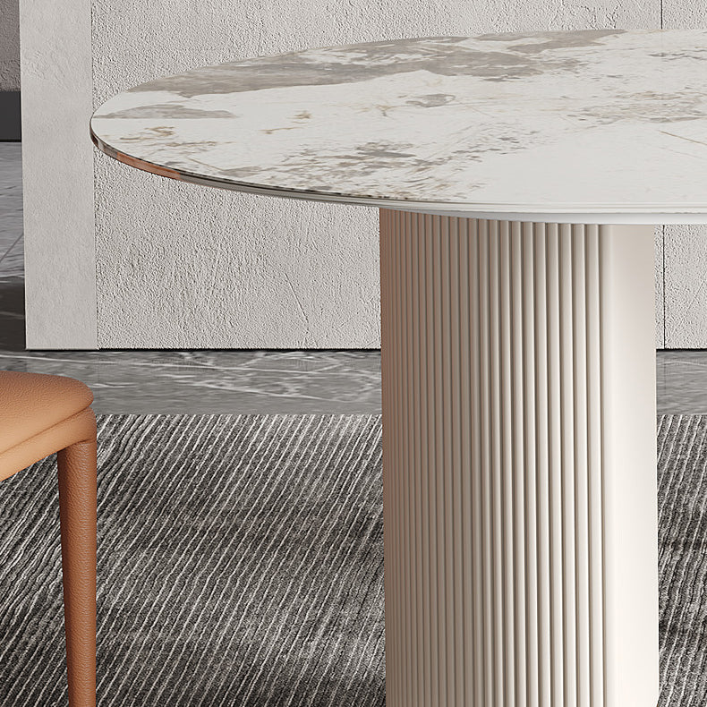 Glam Sintered Stone Table Dining Oval Table with Metal Legs for Home Use Clearhalo 'Dining Tables & Seating' 'Dining Tables' 'dining_table' 'furn' 'furn_dining_table' 'Furniture' 'Kitchen & Dining Furniture' 6304014