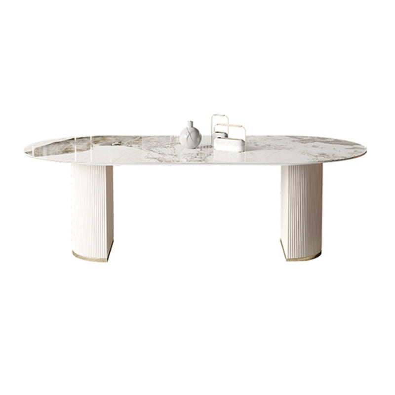 Glam Sintered Stone Table Dining Oval Table with Metal Legs for Home Use Without Chairs Clearhalo 'Dining Tables & Seating' 'Dining Tables' 'dining_table' 'furn' 'furn_dining_table' 'Furniture' 'Kitchen & Dining Furniture' 6304015