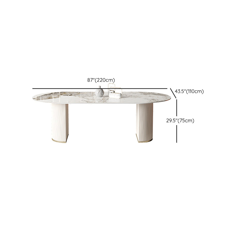 Glam Sintered Stone Table Dining Oval Table with Metal Legs for Home Use Clearhalo 'Dining Tables & Seating' 'Dining Tables' 'dining_table' 'furn' 'furn_dining_table' 'Furniture' 'Kitchen & Dining Furniture' 6304024