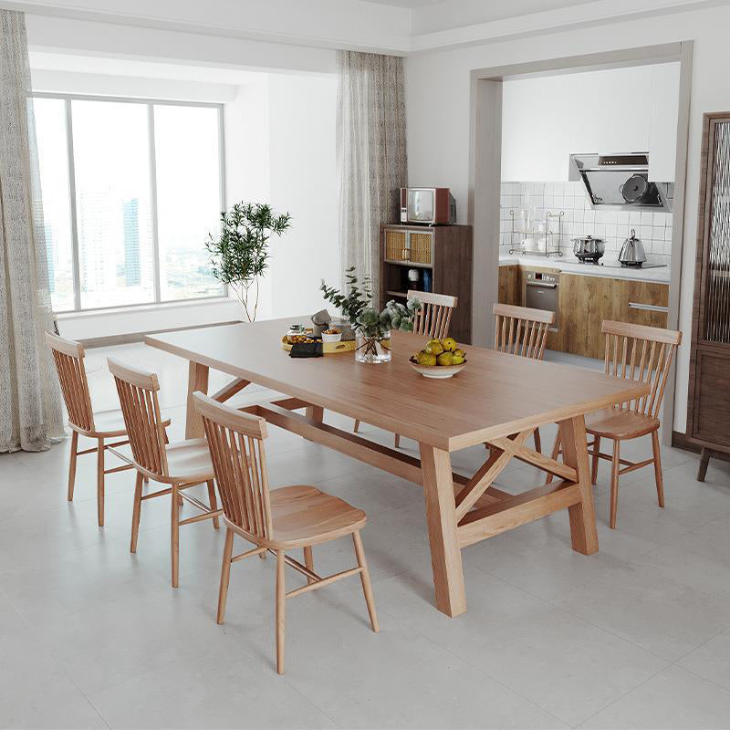 Modern Solid Wood Dining Table Trestle Base Dining Table for Dining Room 63"L x 27.6"W x 29.5"H Without Chairs Clearhalo 'Dining Tables & Seating' 'Dining Tables' 'dining_table' 'furn' 'furn_dining_table' 'Furniture' 'Kitchen & Dining Furniture' 6304025