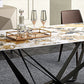 Industrial Style Sintered Stone Table Dining Rectangle Table with Metal Legs for Home Use