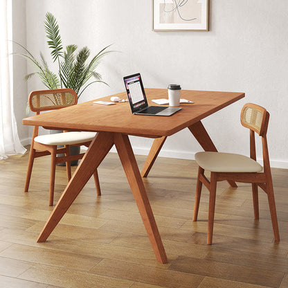 Modern Solid Wood Dining Table Double Pedestal Dining Table for Home Use