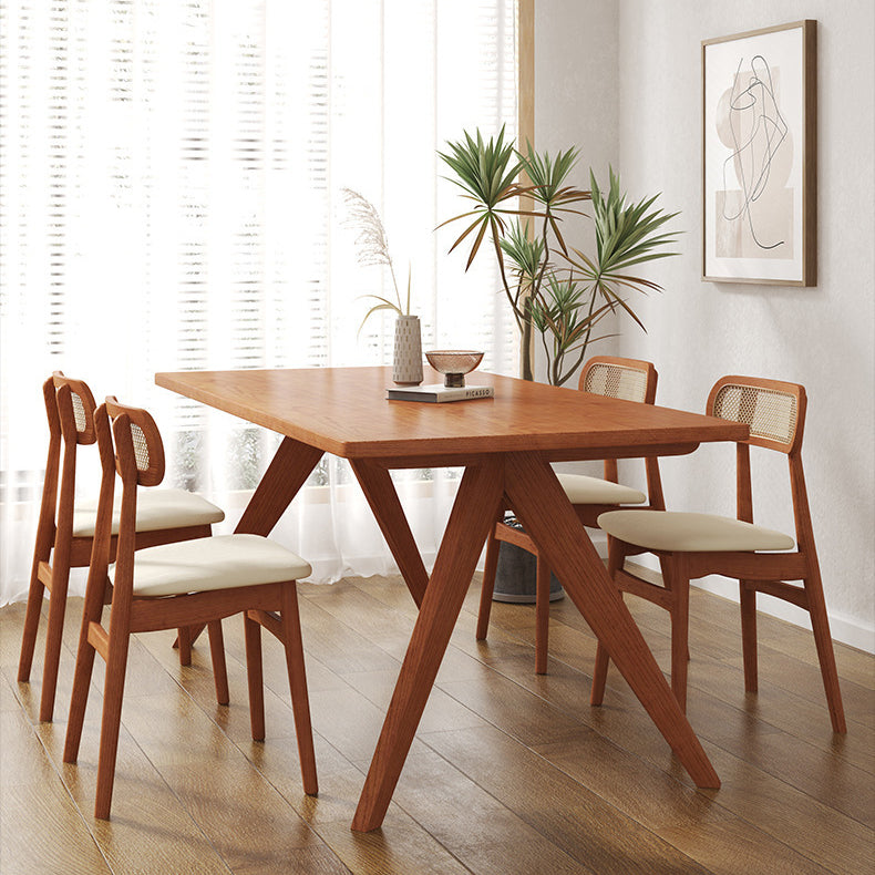 Modern Solid Wood Dining Table Double Pedestal Dining Table for Home Use