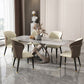 Modern Style Sintered Stone Table Dining Rectangle Table with Metal Legs for Home Use