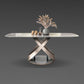 Modern Style Sintered Stone Table Dining Rectangle Table with Metal Legs for Home Use