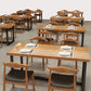 Rectangle Black Base Dining Table Modern Pine Wood Table for Home