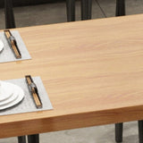 Rectangle Black Base Dining Table Modern Pine Wood Table for Home