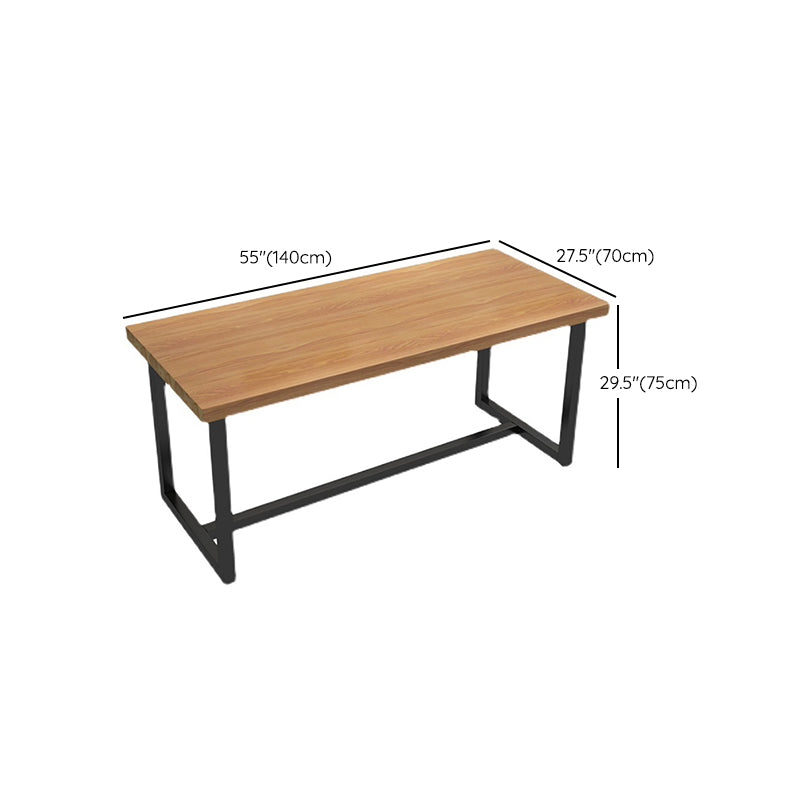 Rectangle Black Base Dining Table Modern Pine Wood Table for Home