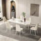 Modern Sintered Stone Dining Table Acrylic Dining Table with Double Pedestal Base 63"L x 31.5"W x 29.5"H Without Chairs Clearhalo 'Dining Tables & Seating' 'Dining Tables' 'dining_table' 'furn' 'furn_dining_table' 'Furniture' 'Kitchen & Dining Furniture' 6304100