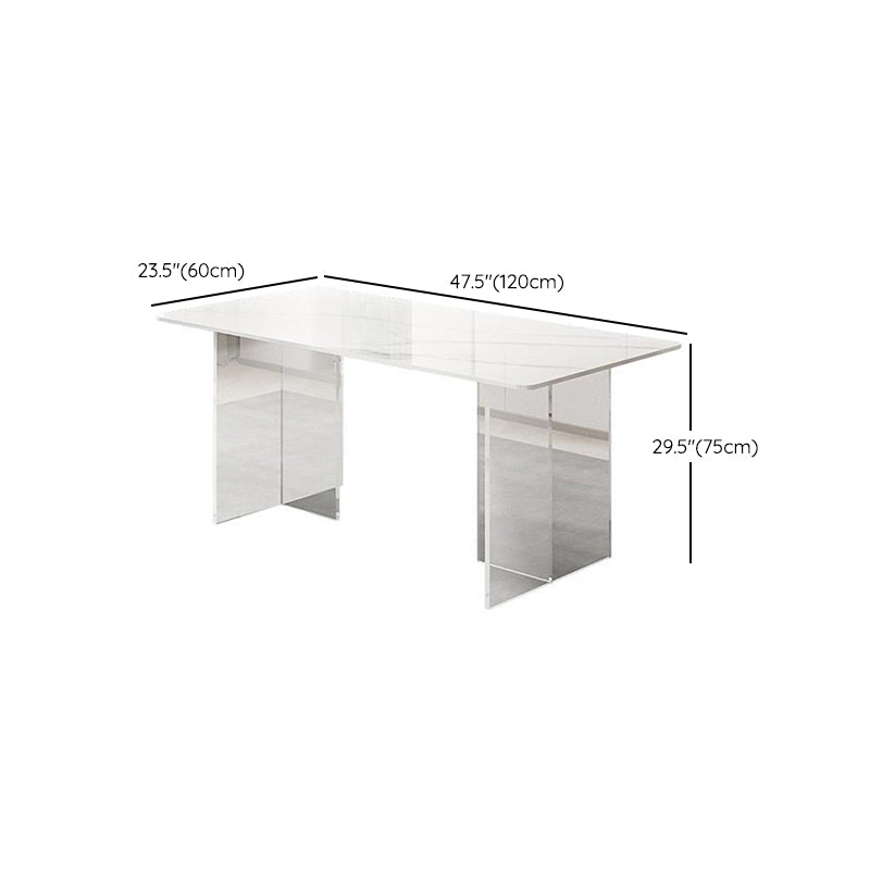 Modern Sintered Stone Dining Table Acrylic Dining Table with Double Pedestal Base Clearhalo 'Dining Tables & Seating' 'Dining Tables' 'dining_table' 'furn' 'furn_dining_table' 'Furniture' 'Kitchen & Dining Furniture' 6304112