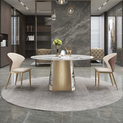 Modern Dining Sintered Stone Table Dining Round Table with Metal Legs for Home Use 47.2"L x 47.2"W x 29.5"H Without Chairs Clearhalo 'Dining Tables & Seating' 'Dining Tables' 'dining_table' 'furn' 'furn_dining_table' 'Furniture' 'Kitchen & Dining Furniture' 6304116