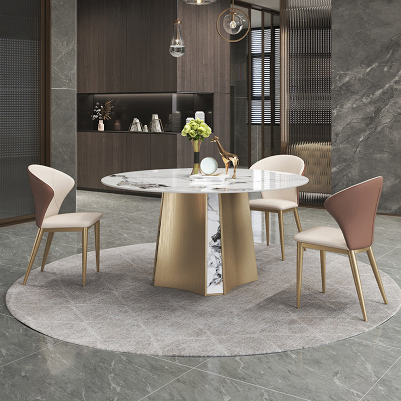 Modern Dining Sintered Stone Table Dining Round Table with Metal Legs for Home Use 51.2"L x 51.2"W x 29.5"H Without Chairs Clearhalo 'Dining Tables & Seating' 'Dining Tables' 'dining_table' 'furn' 'furn_dining_table' 'Furniture' 'Kitchen & Dining Furniture' 6304117