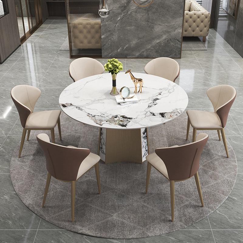 Modern Dining Sintered Stone Table Dining Round Table with Metal Legs for Home Use 59.1"L x 59.1"W x 29.5"H Without Chairs Clearhalo 'Dining Tables & Seating' 'Dining Tables' 'dining_table' 'furn' 'furn_dining_table' 'Furniture' 'Kitchen & Dining Furniture' 6304118