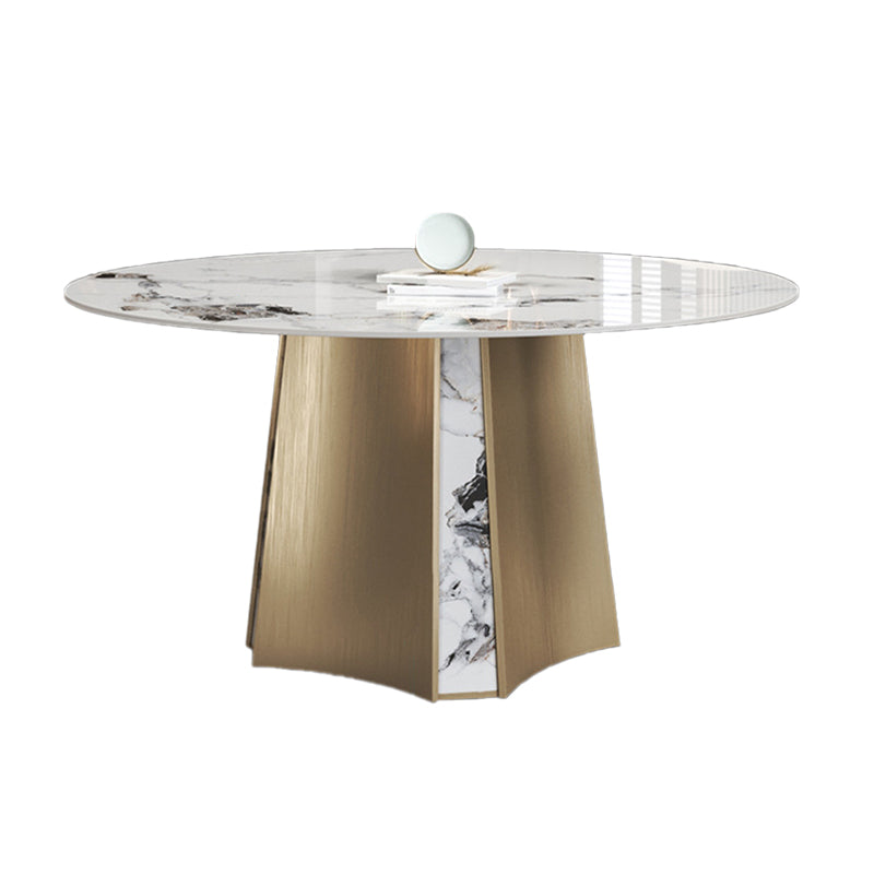 Modern Dining Sintered Stone Table Dining Round Table with Metal Legs for Home Use 53.1"L x 53.1"W x 29.5"H Without Chairs Clearhalo 'Dining Tables & Seating' 'Dining Tables' 'dining_table' 'furn' 'furn_dining_table' 'Furniture' 'Kitchen & Dining Furniture' 6304120