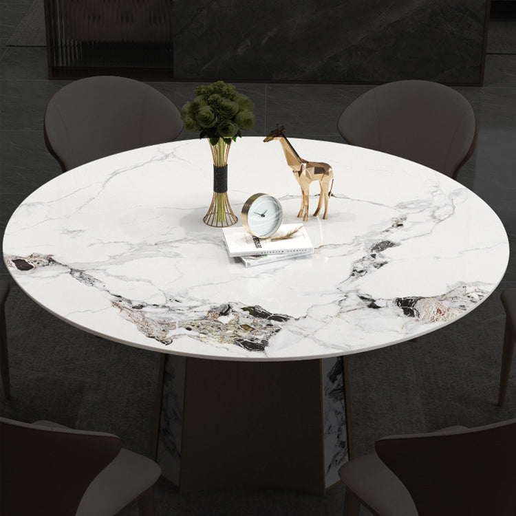Modern Dining Sintered Stone Table Dining Round Table with Metal Legs for Home Use Clearhalo 'Dining Tables & Seating' 'Dining Tables' 'dining_table' 'furn' 'furn_dining_table' 'Furniture' 'Kitchen & Dining Furniture' 6304121