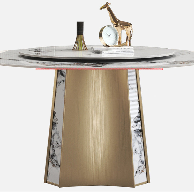 Modern Dining Sintered Stone Table Dining Round Table with Metal Legs for Home Use Clearhalo 'Dining Tables & Seating' 'Dining Tables' 'dining_table' 'furn' 'furn_dining_table' 'Furniture' 'Kitchen & Dining Furniture' 6304122