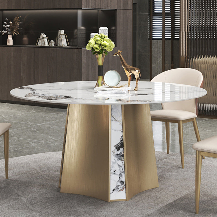 Modern Dining Sintered Stone Table Dining Round Table with Metal Legs for Home Use Clearhalo 'Dining Tables & Seating' 'Dining Tables' 'dining_table' 'furn' 'furn_dining_table' 'Furniture' 'Kitchen & Dining Furniture' 6304124