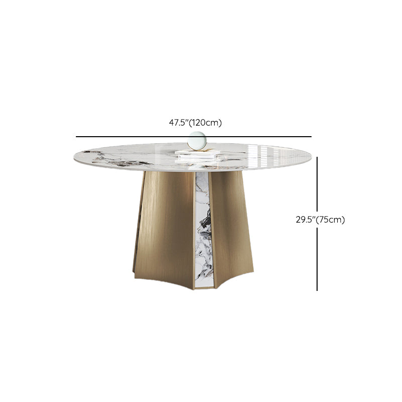 Modern Dining Sintered Stone Table Dining Round Table with Metal Legs for Home Use Clearhalo 'Dining Tables & Seating' 'Dining Tables' 'dining_table' 'furn' 'furn_dining_table' 'Furniture' 'Kitchen & Dining Furniture' 6304125