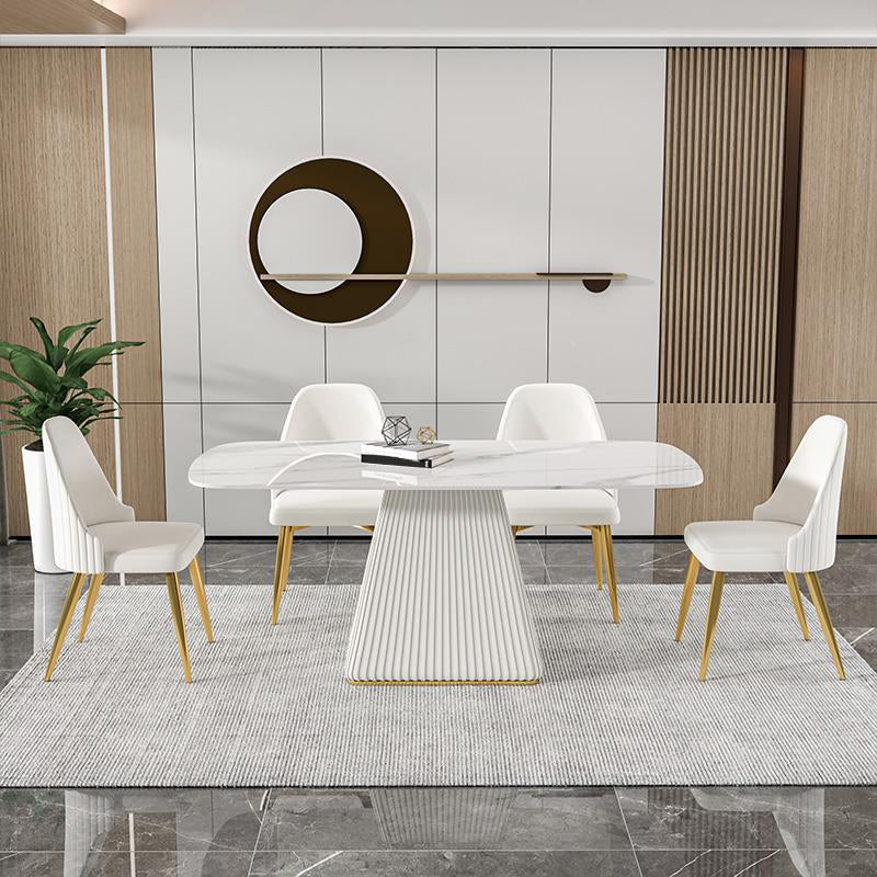 Mesa de comedor rectangular de piedra sinterizada moderna para uso doméstico