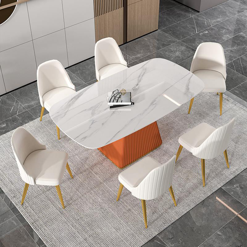 Mesa de comedor rectangular de piedra sinterizada moderna para uso doméstico