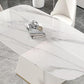 Mesa de comedor rectangular de piedra sinterizada moderna para uso doméstico