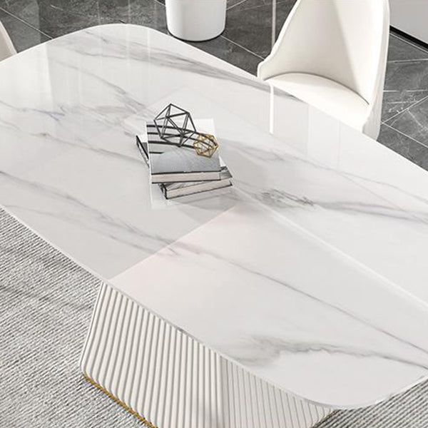 Mesa de comedor rectangular de piedra sinterizada moderna para uso doméstico