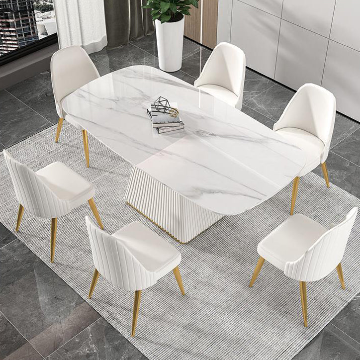 Mesa de comedor rectangular de piedra sinterizada moderna para uso doméstico