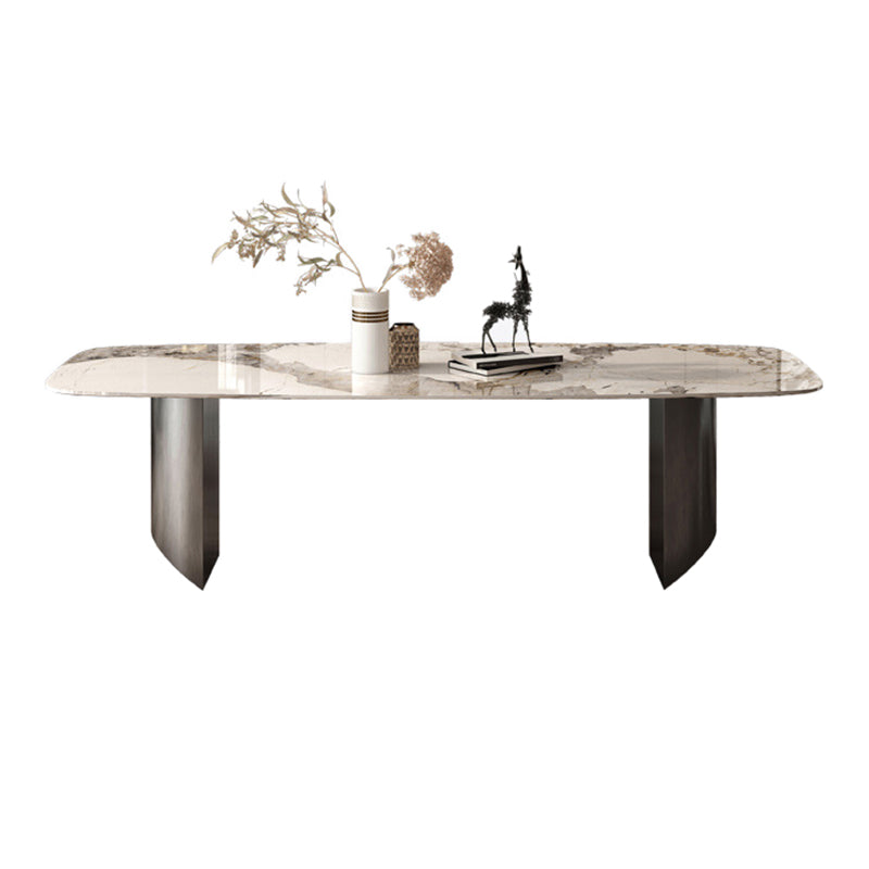 Modern Dining Sintered Stone Table Dining Rectangle Table with Metal Legs for Home Use Black Without Chairs Clearhalo 'Dining Tables & Seating' 'Dining Tables' 'dining_table' 'furn' 'furn_dining_table' 'Furniture' 'Kitchen & Dining Furniture' 6304146