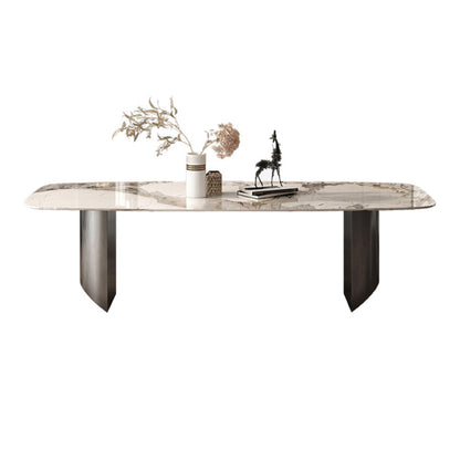 Modern Dining Sintered Stone Table Dining Rectangle Table with Metal Legs for Home Use Black Without Chairs Clearhalo 'Dining Tables & Seating' 'Dining Tables' 'dining_table' 'furn' 'furn_dining_table' 'Furniture' 'Kitchen & Dining Furniture' 6304146