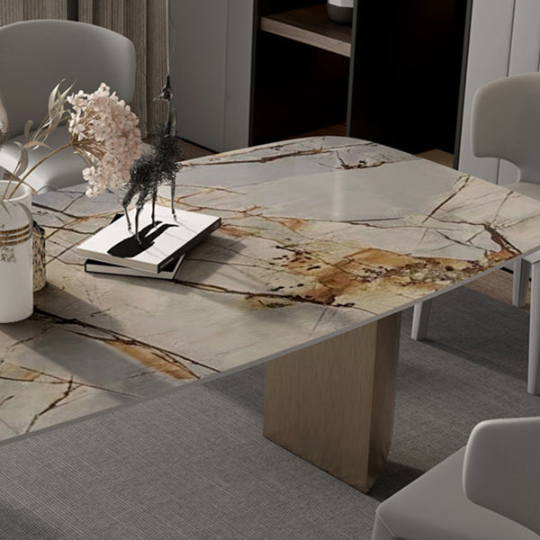 Modern Dining Sintered Stone Table Dining Rectangle Table with Metal Legs for Home Use Clearhalo 'Dining Tables & Seating' 'Dining Tables' 'dining_table' 'furn' 'furn_dining_table' 'Furniture' 'Kitchen & Dining Furniture' 6304151