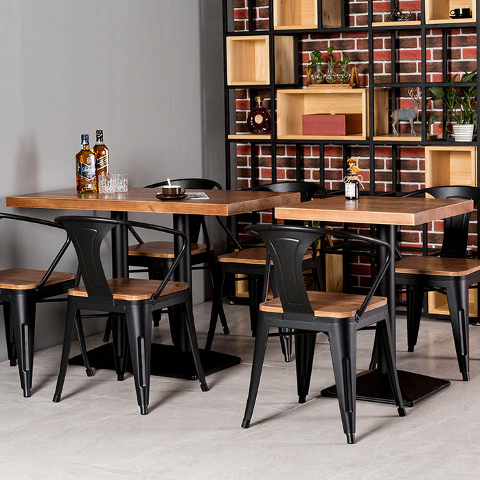 Table à manger de base noire table en bois industriel pour la cuisine de salle à manger